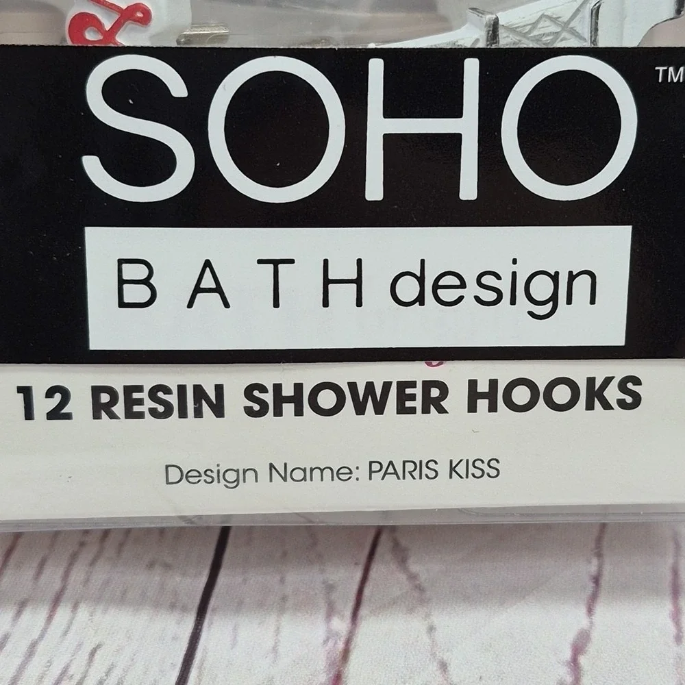 Soho Paris Kiss Fashion Resin Shower Hooks~Paris~Eiffel Tower 12pc Set~New